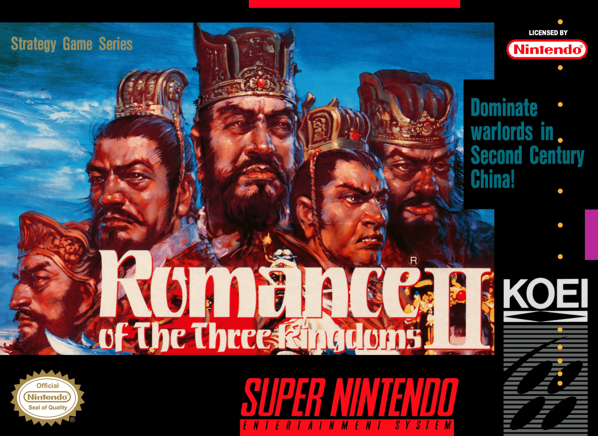 Romance of the Three Kingdoms II box art for Super Nintendo